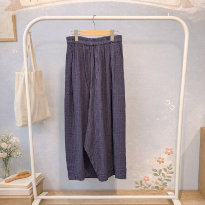 シャーリングワイドロングサルエルパンツ 