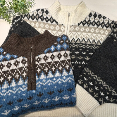 【New Arrival】ハーフzipジャガードニット