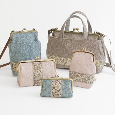 春色ジャガード生地に咲いたかわいい花刺繍のリボン