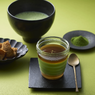 🍵抹茶とわらび餅のプリン(黒蜜きな粉)🍵
