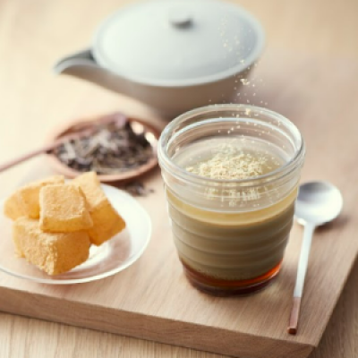 🍵わらび餅とほうじ茶のプリン🍵